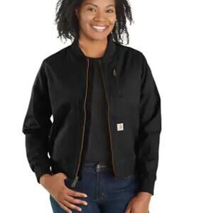 Women’s Carhartt Black Relaxed Fit Bomber Jacket, RUGGED FLEX®, Casual, 3X/26